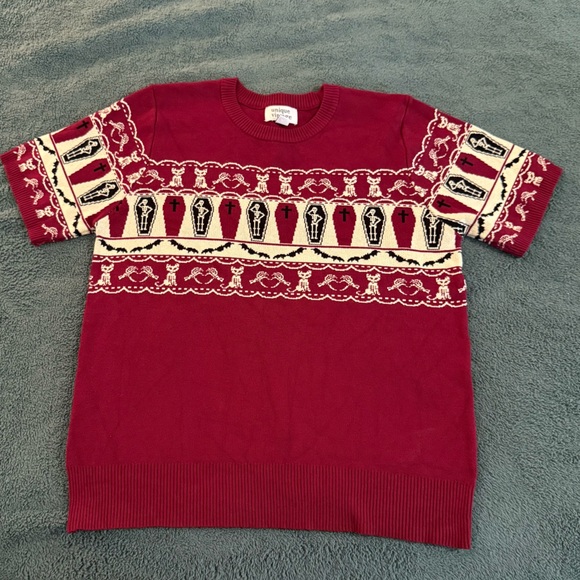 Unique Vintage Sweaters - Unique Vintage Burgundy Knit Sweater Size 1X/16